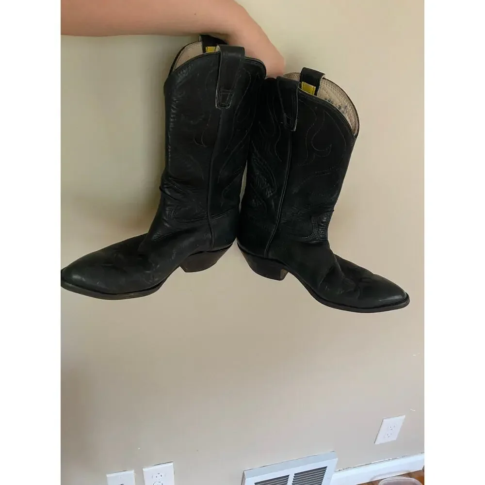 Stewart Boot Co. 0124 Men's 10.5 Black Handmade Cowboy Western Boots Heavy Heel